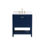 Elegant Lighting Theo 30" Free Standing Single Basin Vanity Set with Cabinet, Engineered Marble Vanity Top, and Backsplash Blue