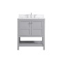 Elegant Lighting Theo 30" Free Standing Single Basin Vanity Set with Cabinet, Engineered Marble Vanity Top, and Backsplash Grey