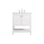 Elegant Lighting Theo 30" Free Standing Single Basin Vanity Set with Cabinet and Engineered Marble Vanity Top White