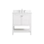 Elegant Lighting Theo 30" Free Standing Single Basin Vanity Set with Cabinet, Engineered Marble Vanity Top, and Backsplash White