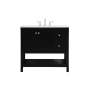 Elegant Lighting Theo 36" Free Standing Single Basin Vanity Set with Cabinet and Engineered Marble Vanity Top Black