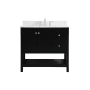 Elegant Lighting Theo 36" Free Standing Single Basin Vanity Set with Cabinet, Engineered Marble Vanity Top, and Backsplash Black