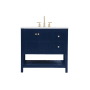 Elegant Lighting Theo 36" Free Standing Single Basin Vanity Set with Cabinet and Engineered Marble Vanity Top Blue