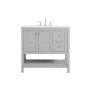 Elegant Lighting Theo 36" Free Standing Single Basin Vanity Set with Cabinet and Engineered Marble Vanity Top Grey