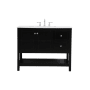 Elegant Lighting Theo 42" Free Standing Single Basin Vanity Set with Cabinet and Engineered Marble Vanity Top Black