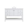 Elegant Lighting Theo 48" Free Standing Single Basin Vanity Set with Cabinet and Engineered Marble Vanity Top White