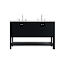 Elegant Lighting Theo 54" Free Standing Double Basin Vanity Set with Cabinet and Engineered Stone Vanity Top Black