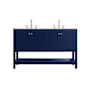 Elegant Lighting Theo 54" Free Standing Double Basin Vanity Set with Cabinet and Engineered Stone Vanity Top Blue