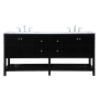 Elegant Lighting Theo 72" Free Standing Double Basin Vanity Set with Cabinet and Engineered Marble Vanity Top Black