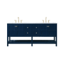 Elegant Lighting Theo 72" Free Standing Double Basin Vanity Set with Cabinet and Engineered Marble Vanity Top Blue