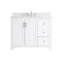 Elegant Lighting Moore 42" Free Standing Single Basin Vanity Set with Cabinet, Engineered Marble Vanity Top, and Backsplash White
