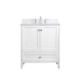 Elegant Lighting Sommerville 30" Free Standing Single Basin Vanity Set with Cabinet, Engineered Marble Vanity Top, and Backsplash White