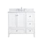 Elegant Lighting Sommerville 36" Free Standing Single Basin Vanity Set with Cabinet, Engineered Marble Vanity Top, and Backsplash White
