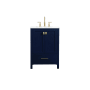 Elegant Lighting Irene 24" Free Standing Single Basin Vanity Set with Cabinet and Engineered Marble Vanity Top Blue