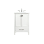 Elegant Lighting Irene 24" Free Standing Single Basin Vanity Set with Cabinet and Engineered Marble Vanity Top White