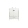 Elegant Lighting Irene 30" Free Standing Single Basin Vanity Set with Cabinet and Engineered Marble Vanity Top White