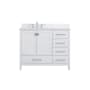 Elegant Lighting Irene 42" Free Standing Single Basin Vanity Set with Cabinet, Engineered Marble Vanity Top, and Backsplash White