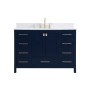 Elegant Lighting Irene 48" Free Standing Single Basin Vanity Set with Cabinet, Engineered Marble Vanity Top, and Backsplash Blue