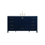 Elegant Lighting Irene 60" Free Standing Single Basin Vanity Set with Cabinet and Engineered Marble Vanity Top Blue