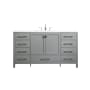 Elegant Lighting Irene 60" Free Standing Single Basin Vanity Set with Cabinet and Engineered Marble Vanity Top Grey