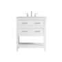 Elegant Lighting Sinclaire 30" Free Standing Single Basin Vanity Set with Cabinet and Engineered Marble Vanity Top White