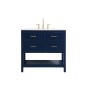 Elegant Lighting Sinclaire 36" Free Standing Single Basin Vanity Set with Cabinet and Engineered Marble Vanity Top Blue