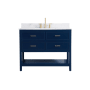 Elegant Lighting Sinclaire 42" Free Standing Single Basin Vanity Set with Cabinet, Engineered Marble Vanity Top, and Backsplash Blue