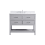 Elegant Lighting Sinclaire 42" Free Standing Single Basin Vanity Set with Cabinet, Engineered Marble Vanity Top, and Backsplash Grey