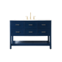 Elegant Lighting Sinclaire 48" Free Standing Single Basin Vanity Set with Cabinet and Engineered Marble Vanity Top Blue
