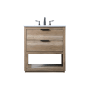 Elegant Lighting Larkin 30" Free Standing Single Basin Vanity Set with Cabinet and Marble Vanity Top Natural Oak