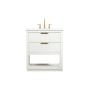 Elegant Lighting Larkin 30" Free Standing Single Basin Vanity Set with Cabinet and Marble Vanity Top White