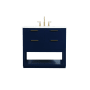 Elegant Lighting Larkin 36" Free Standing Single Basin Vanity Set with Cabinet and Marble Vanity Top Blue