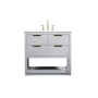Elegant Lighting Larkin 36" Free Standing Single Basin Vanity Set with Cabinet and Marble Vanity Top Grey