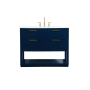 Elegant Lighting Larkin 42" Free Standing Single Basin Vanity Set with Cabinet and Marble Vanity Top Blue