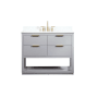 Elegant Lighting Larkin 42" Free Standing Single Basin Vanity Set with Cabinet, Engineered Marble Vanity Top, and Backsplash Grey