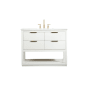 Elegant Lighting Larkin 42" Free Standing Single Basin Vanity Set with Cabinet and Marble Vanity Top White