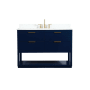 Elegant Lighting Larkin 48" Free Standing Single Basin Vanity Set with Cabinet, Engineered Marble Vanity Top, and Backsplash Blue