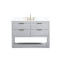 Elegant Lighting Larkin 48" Free Standing Single Basin Vanity Set with Cabinet, Engineered Marble Vanity Top, and Backsplash Grey
