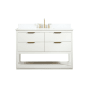 Elegant Lighting Larkin 48" Free Standing Single Basin Vanity Set with Cabinet, Engineered Marble Vanity Top, and Backsplash White