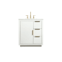 Elegant Lighting Blake 30" Free Standing Single Basin Vanity Set with Cabinet and Marble Vanity Top White
