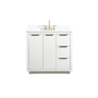 Elegant Lighting Blake 36" Free Standing Single Basin Vanity Set with Cabinet, Engineered Marble Vanity Top, and Backsplash White