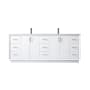 Elegant Lighting Hayes 84" Free Standing Double Basin Vanity Set with Cabinet and Marble Vanity Top White