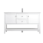 Elegant Lighting Heath 60" Free Standing Single Basin Vanity Set with Cabinet and Marble Vanity Top White
