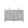 Elegant Lighting Lewis 54" Free Standing Double Basin Vanity Set with Cabinet and Marble Vanity Top Grey