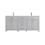 Elegant Lighting Lewis 72" Free Standing Double Basin Vanity Set with Cabinet and Marble Vanity Top Grey
