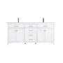Elegant Lighting Lewis 72" Free Standing Double Basin Vanity Set with Cabinet and Marble Vanity Top White
