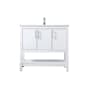 Elegant Lighting Everett 36" Free Standing Single Basin Vanity Set with Cabinet and Marble Vanity Top White