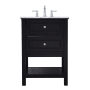 Elegant Lighting Metropolis 24" Free Standing Single Basin Vanity Set with Cabinet and Marble Vanity Top Black