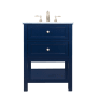 Elegant Lighting Metropolis 24" Free Standing Single Basin Vanity Set with Cabinet and Marble Vanity Top Blue