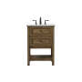 Elegant Lighting Metropolis 24" Free Standing Single Basin Vanity Set with Cabinet and Marble Vanity Top Driftwood